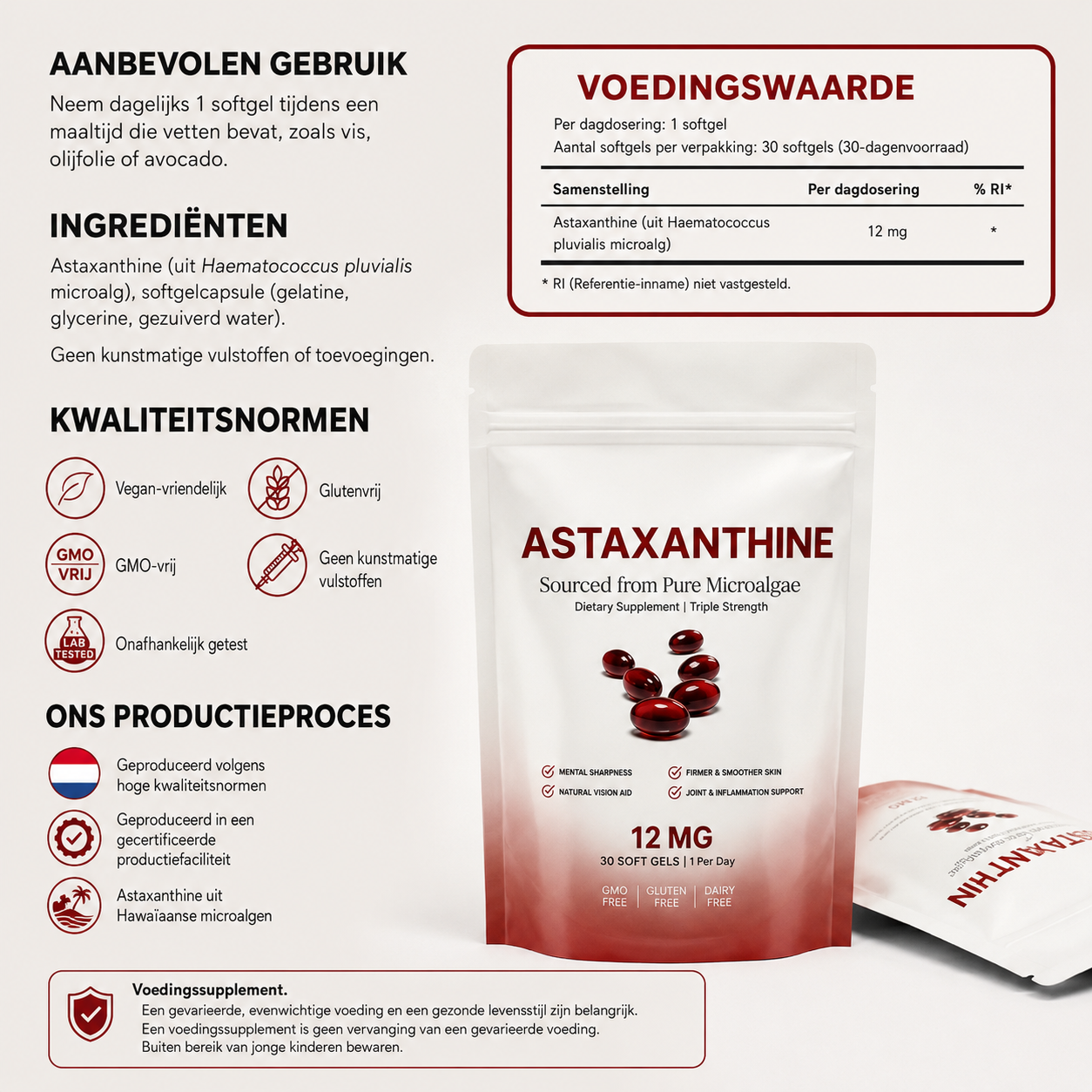 Astaxanthin 12mg Softgels + kokosolie
